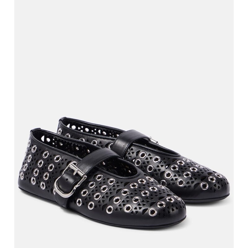 Alaïa Vienne embellished leather ballet flats