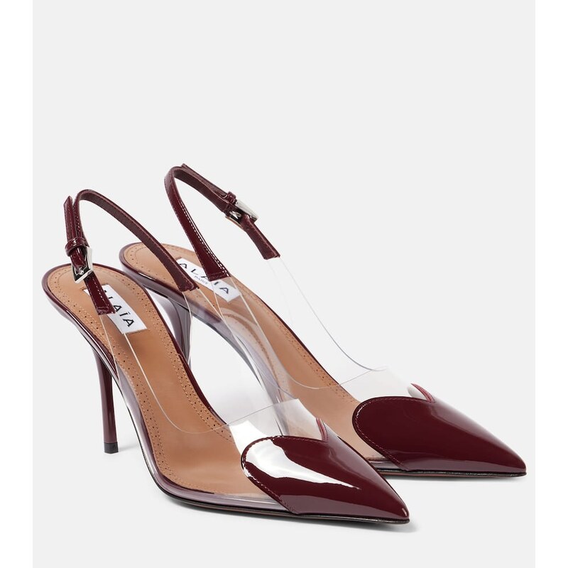 Alaïa Le Cœur 90 leather and PU slingback pumps
