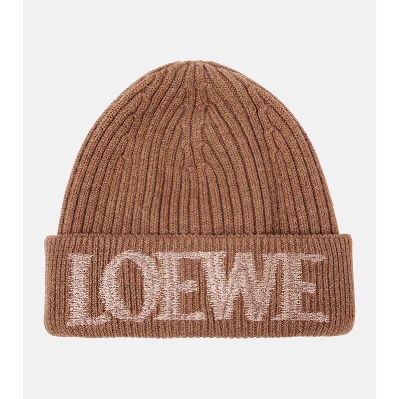 Loewe Logo ribbed-knit wool-blend beanie