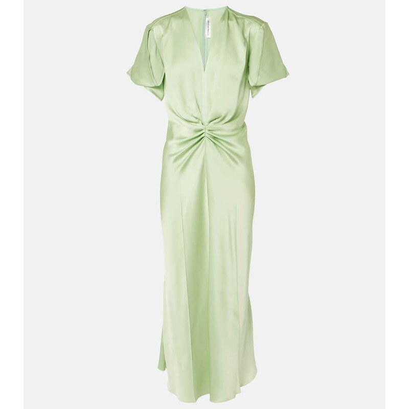 Victoria Beckham Gathered crÃªpe satin midi dress