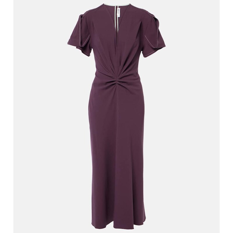 Victoria Beckham Gathered wool-blend midi dress