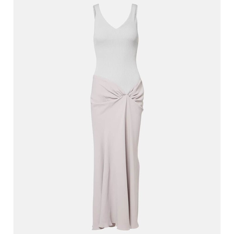 Victoria Beckham Knit-detail crÃªpe maxi dress