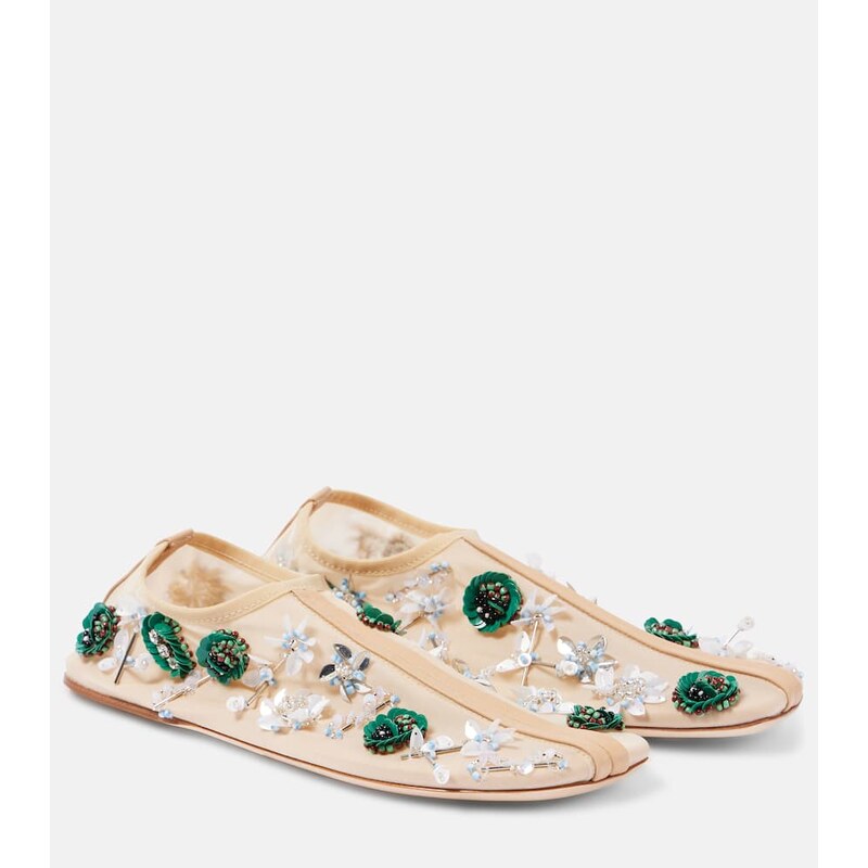 Christopher Esber Embla embellished mesh ballet flats
