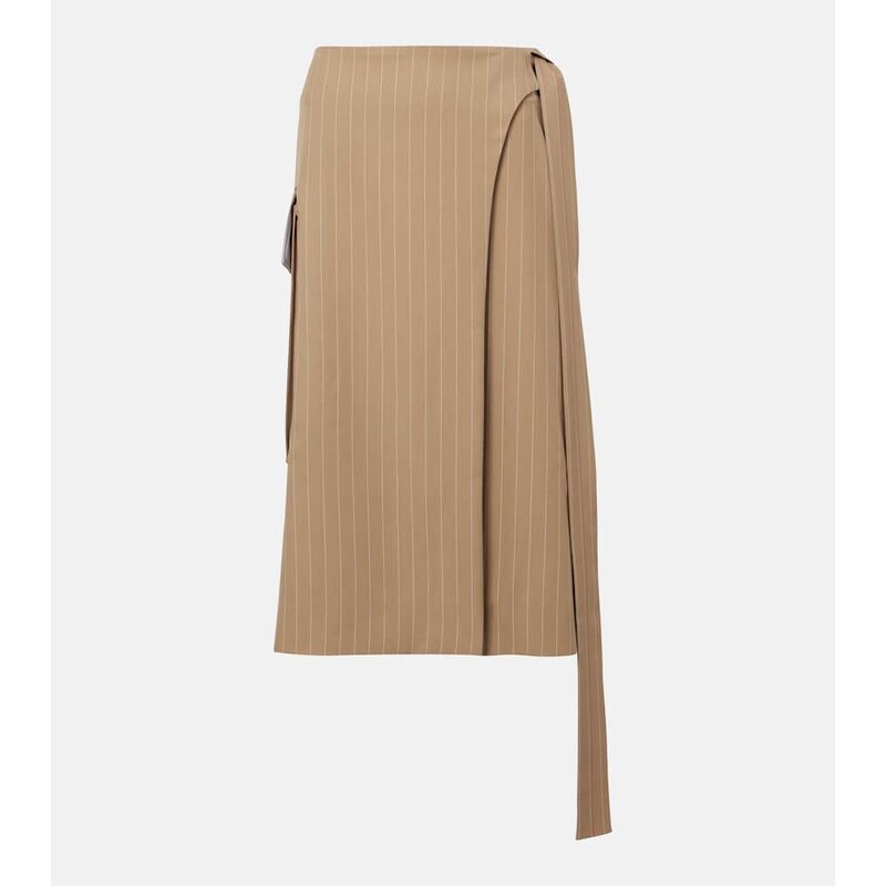 Victoria Beckham Pinstripe wool midi skirt