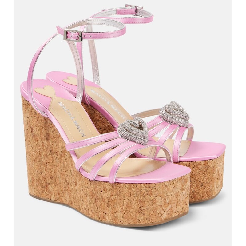 Mach & Mach Double Heart satin sandals