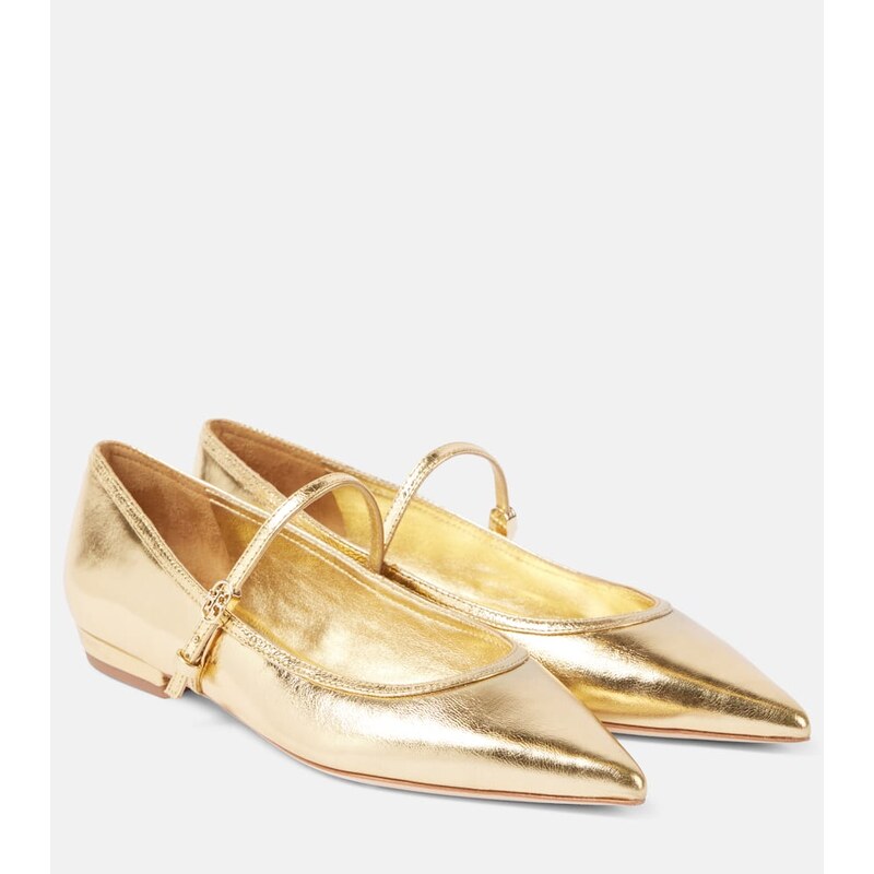 Tory Burch Metallic leather Mary Jane flats