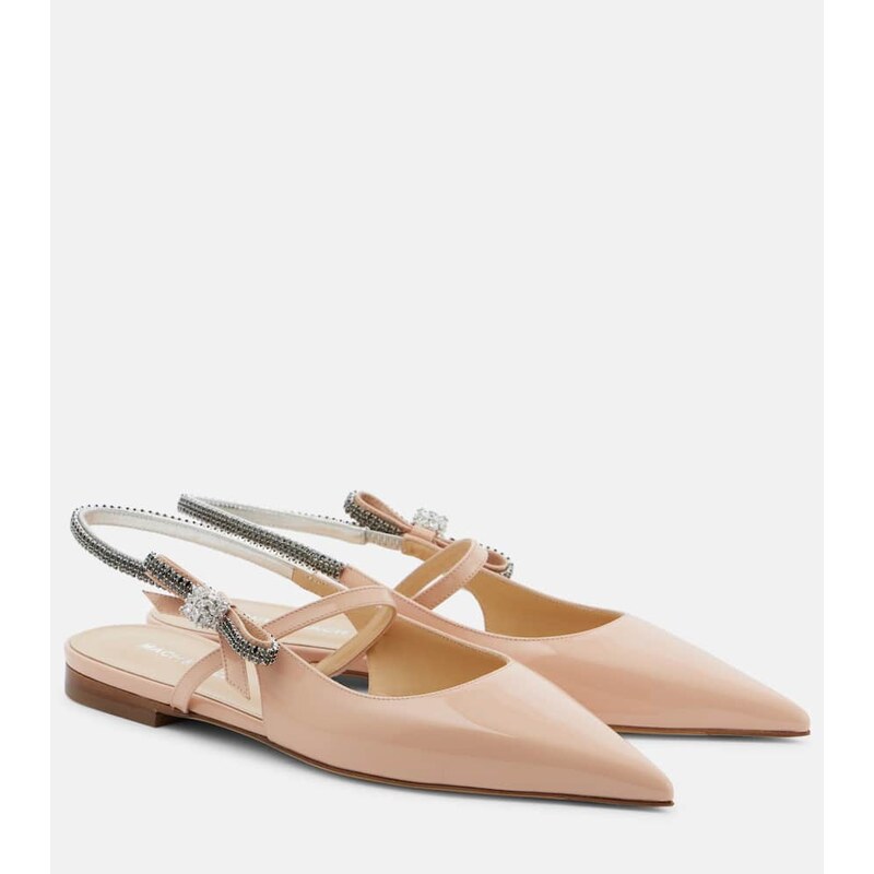 Mach & Mach Crystal Cube patent leather slingback flats