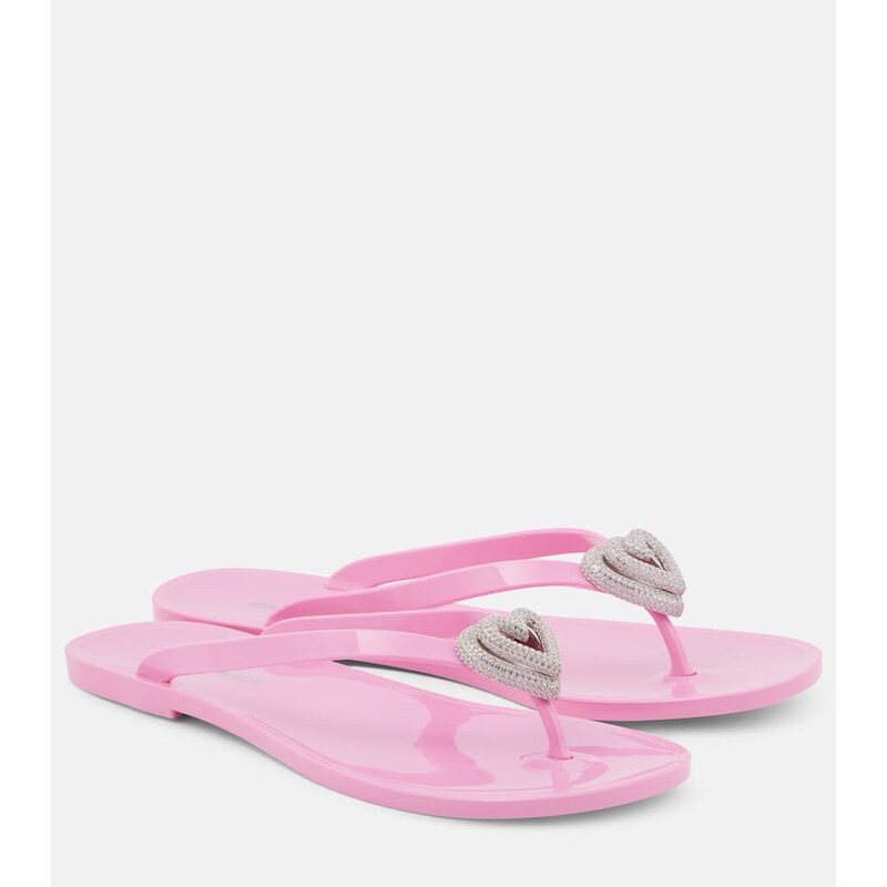 Mach & Mach Double Heart embellished thong sandals