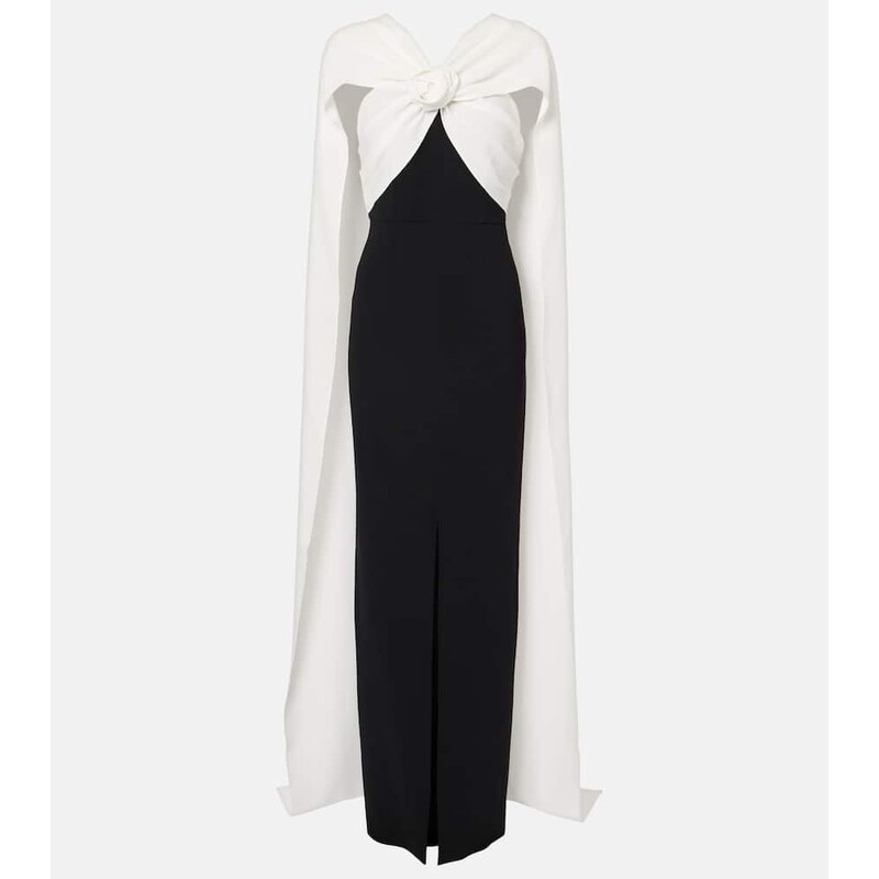 Roland Mouret Caped floral-appliquÃ cady gown