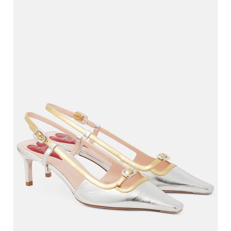Roger Vivier Viv Canard 55 metallic leather pumps