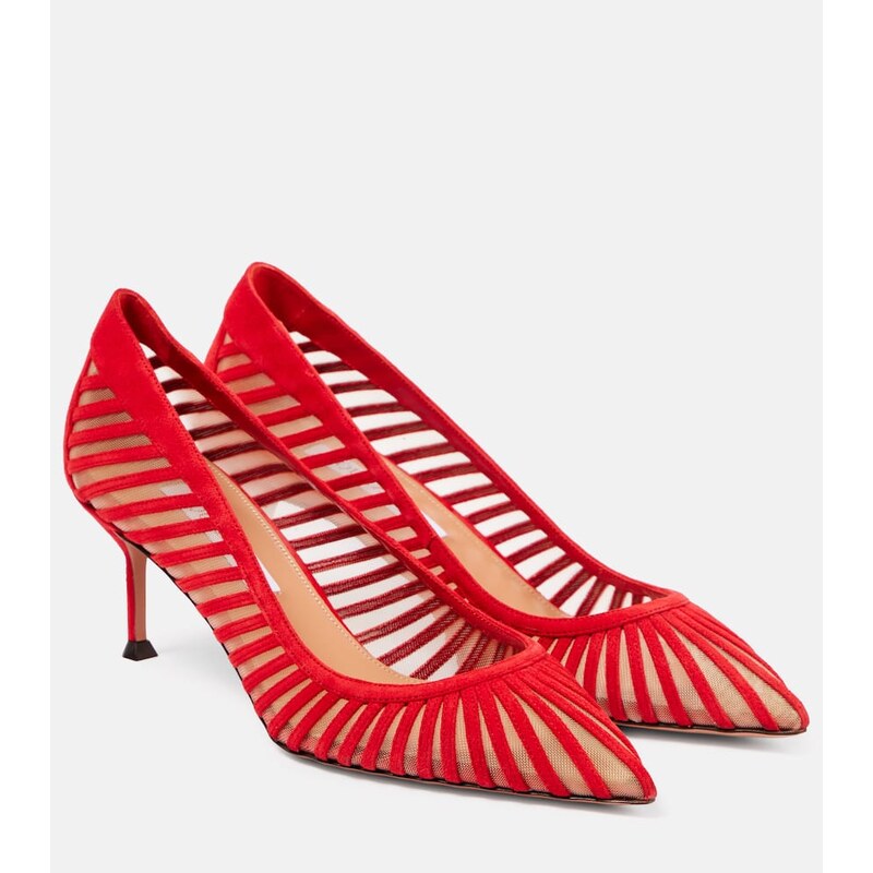 Aquazzura Passions 65 suede and mesh pumps