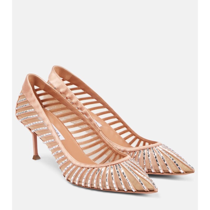 Aquazzura Passions Crystal 65 satin pumps