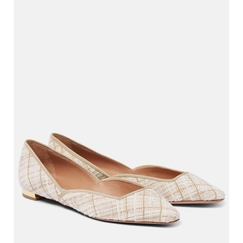 Aquazzura Maia tweed ballet flats