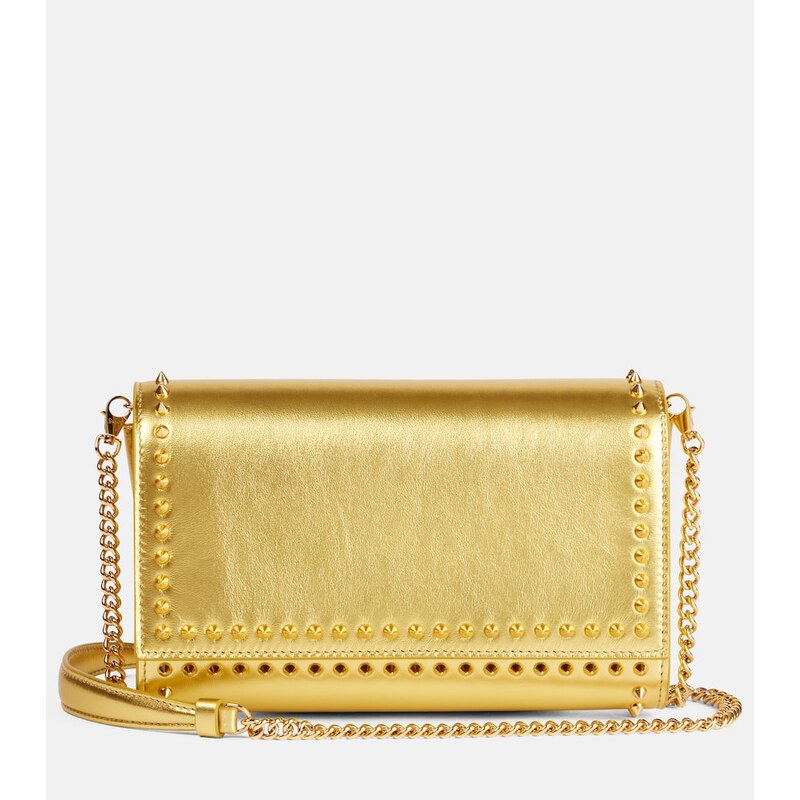 Christian Louboutin Paloma spiked metallic leather clutch