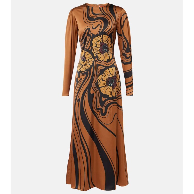 La DoubleJ Clingy Swing floral satin maxi dress