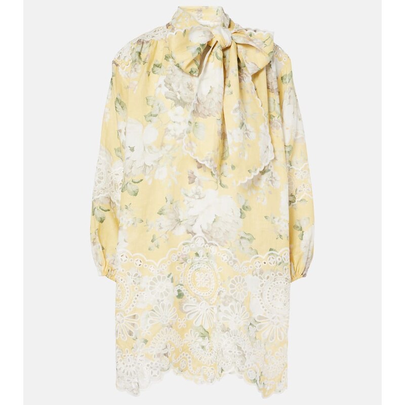 Zimmermann Acacia embroidered floral linen minidress
