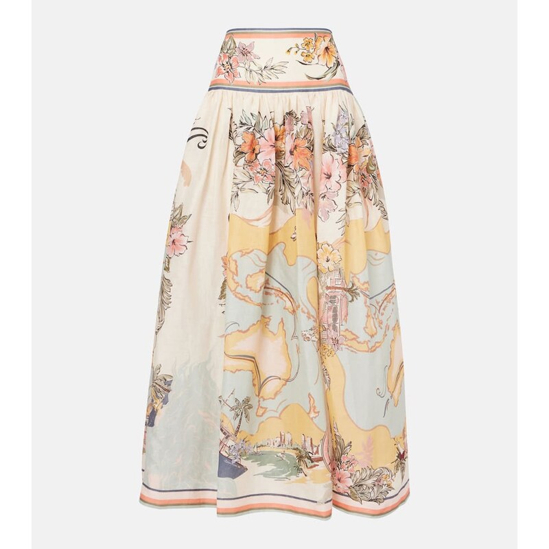 Zimmermann Tallow printed linen maxi skirt