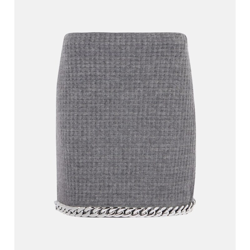 Tory Burch Chain-detail waffle-knit wool-blend miniskirt