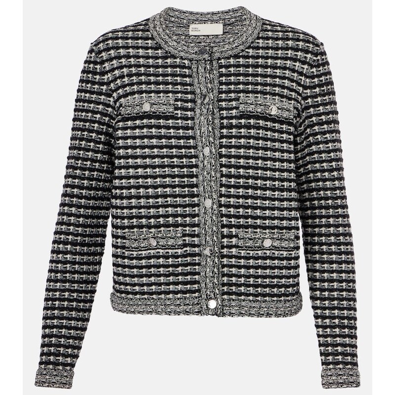 Tory Burch Wool and cotton-blend jacquard cardigan