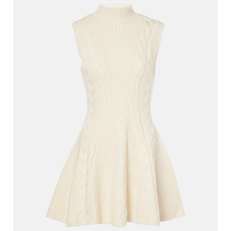 Staud Charade cable-knit wool-blend minidress
