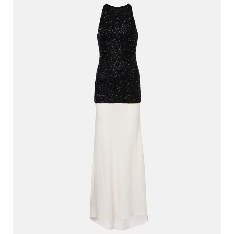 Staud Gabrielle beaded crÃªpe gown