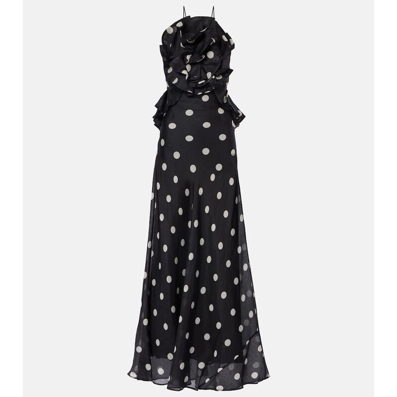 Zimmermann Crush polka-dot ruffled linen and silk gown