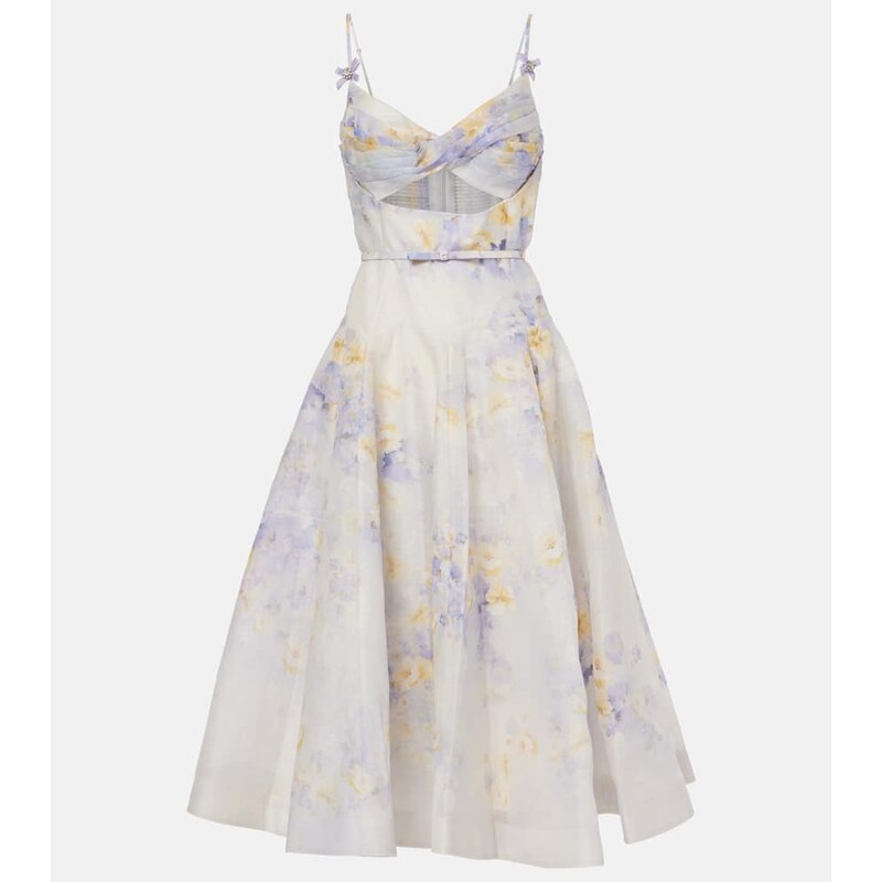 Zimmermann Floral cutout linen and silk midi dress