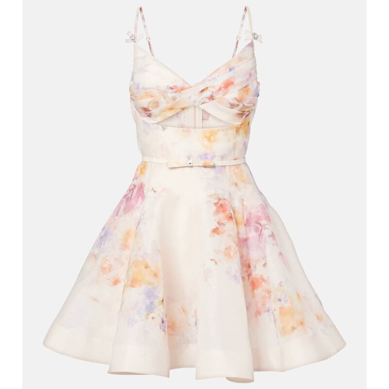 Zimmermann Crush Twist floral linen and silk minidress