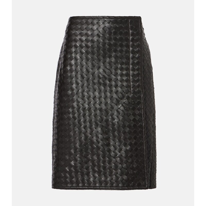 Bottega Veneta Intrecciato leather midi skirt