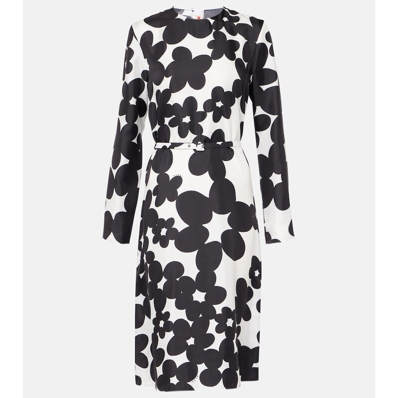 Marni Printed silk midi dress