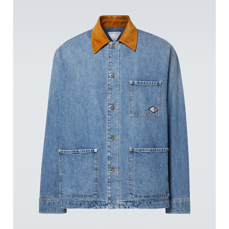 Bottega Veneta Suede-trimmed padded denim jacket