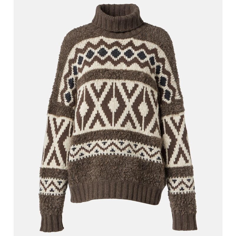 Brunello Cucinelli Wool jacquard turtleneck sweater
