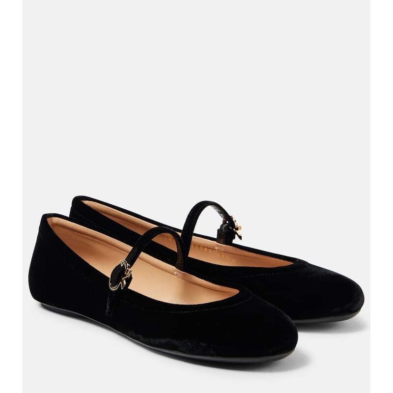 Gianvito Rossi Carla velvet ballet flats