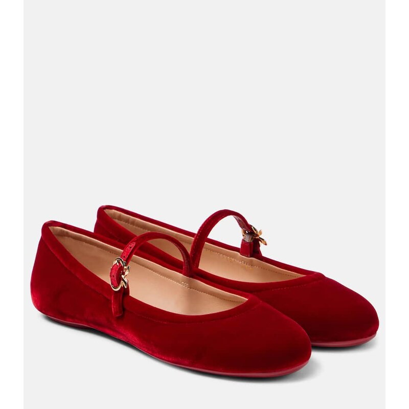 Gianvito Rossi Carla velvet Mary Jane flats