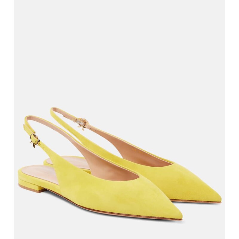 Gianvito Rossi Suede slingback flats v puntíkovém designu