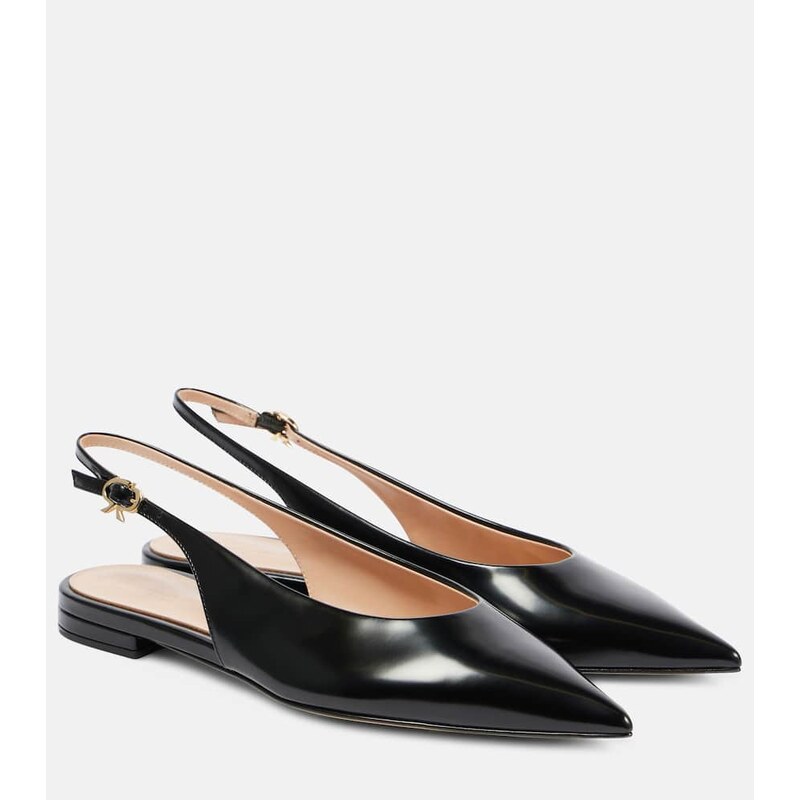 Gianvito Rossi Robbie Sling 05 leather slingback flats