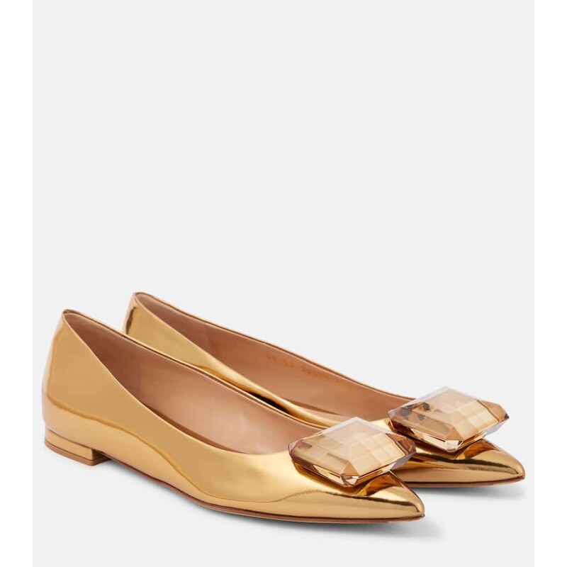 Gianvito Rossi Jaipur metallic leather ballet flats