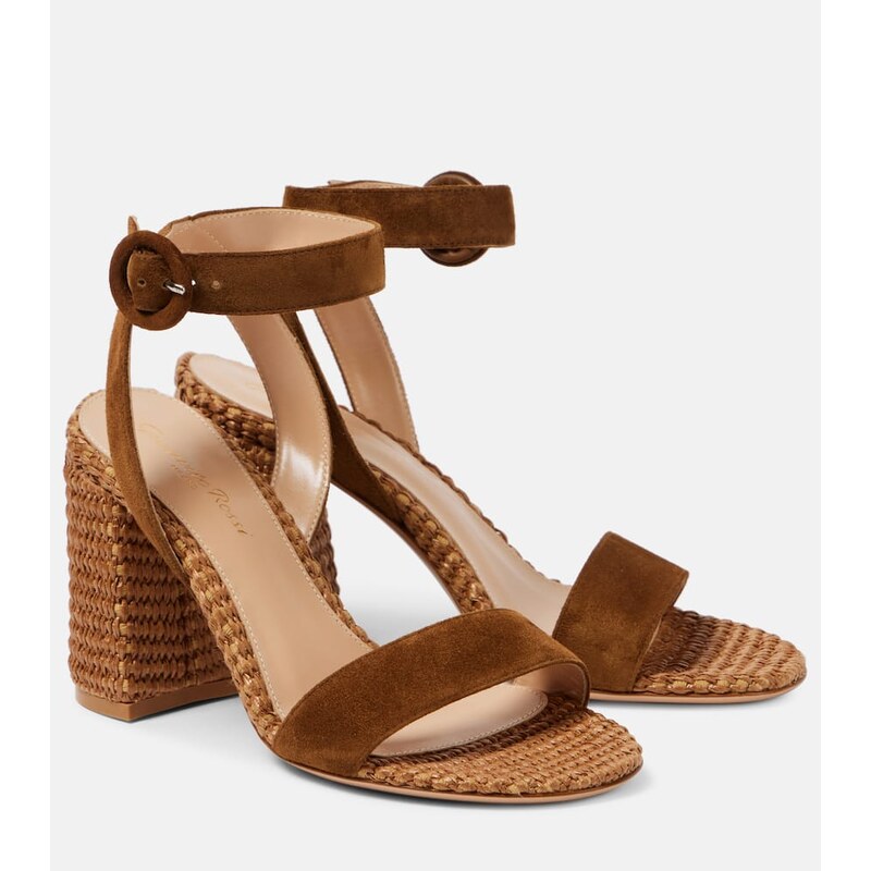 Gianvito Rossi Sue 85 suede-trimmed sandals