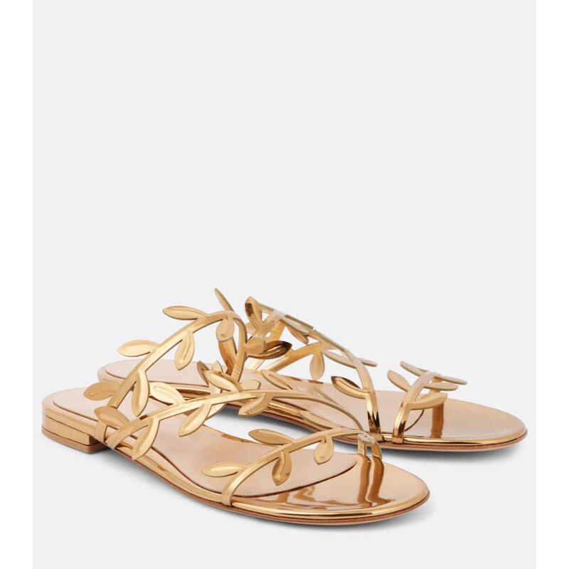 Gianvito Rossi Flavia metallic leather slides