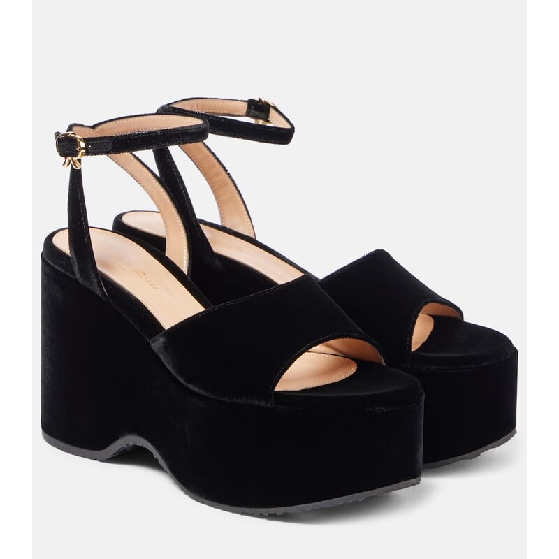 Gianvito Rossi Velvet wedge sandals