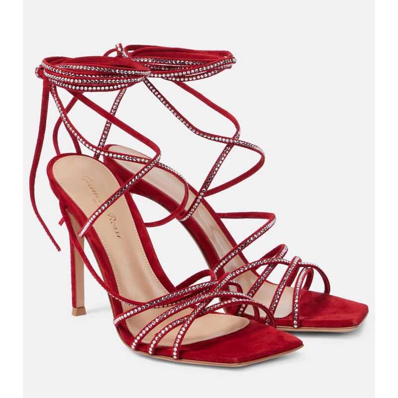 Gianvito Rossi 105 crystal-embellished suede sandals