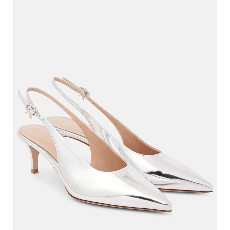 Gianvito Rossi 55 metallic leather slingback pumps