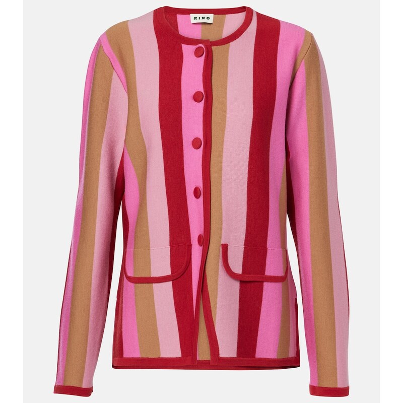 Rixo Mirja striped wool-blend cardigan