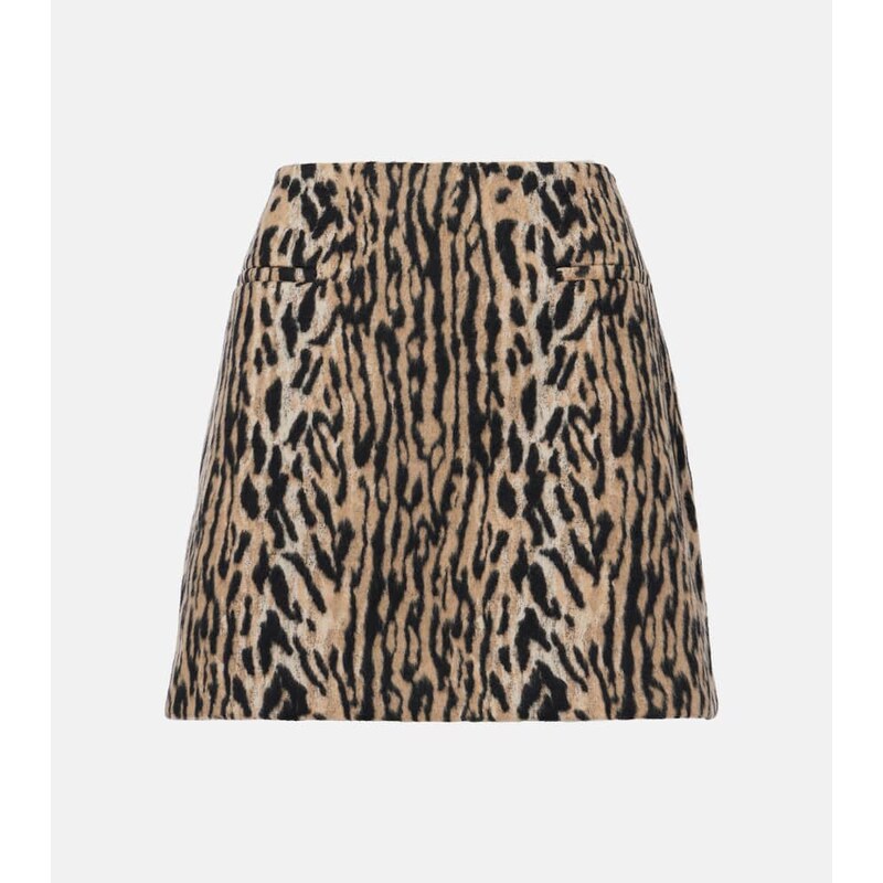 Rixo Mariah leopard-print miniskirt