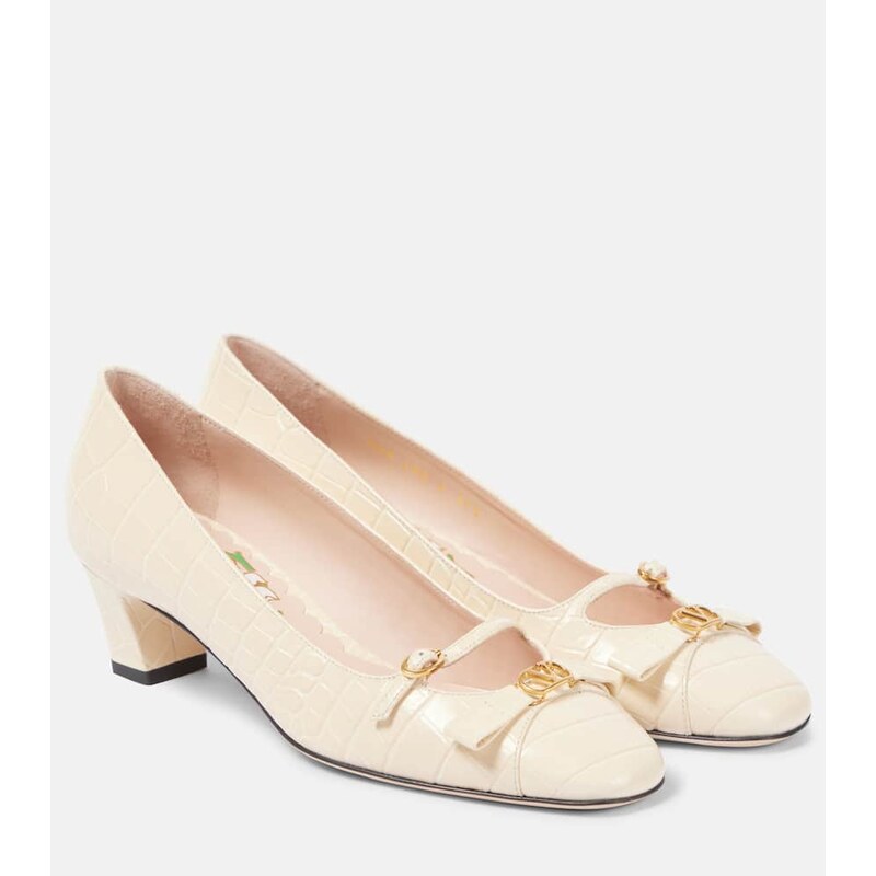 Valentino Garavani Bowow 45 croc-effect leather pumps