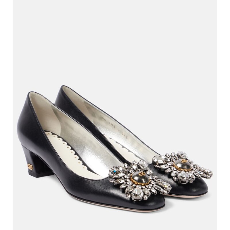 Valentino Garavani Embellished 45 leather pumps