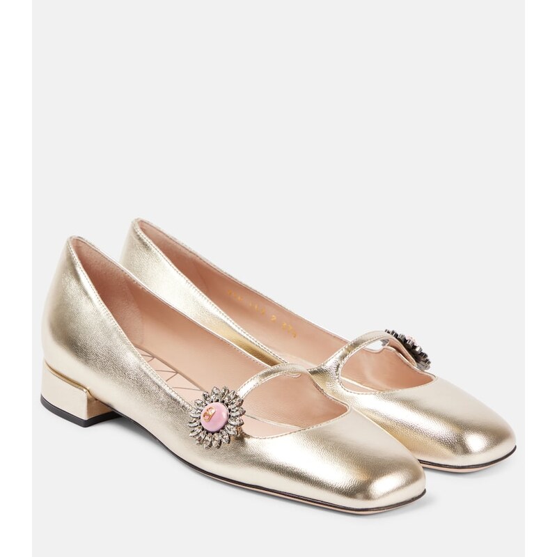 Valentino Garavani Metallic leather Mary Jane flats