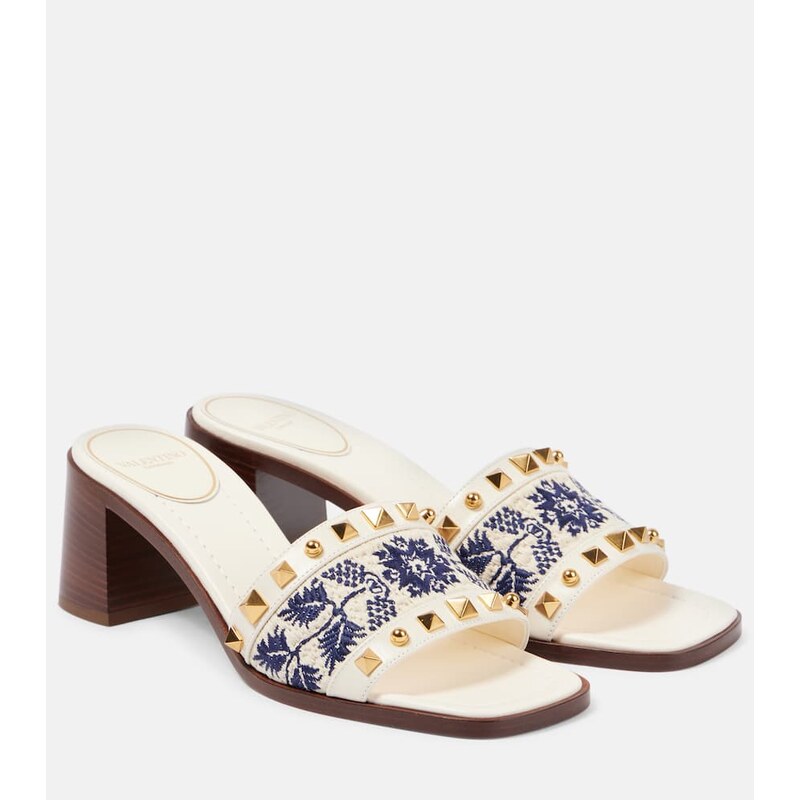 Valentino Garavani County 60 Rockstud embroidered mules