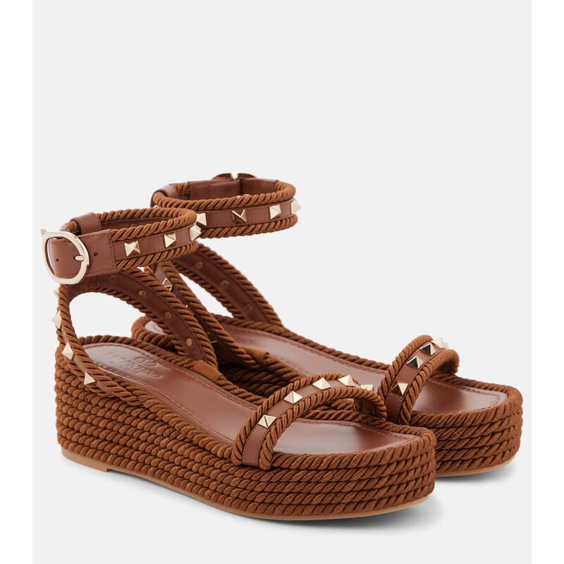 Valentino Garavani Rockstud Torchon leather espadrilles