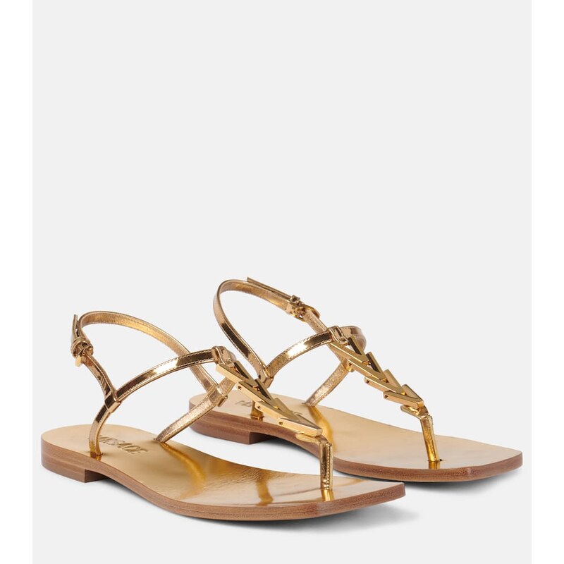 Versace Metallic leather thong sandals